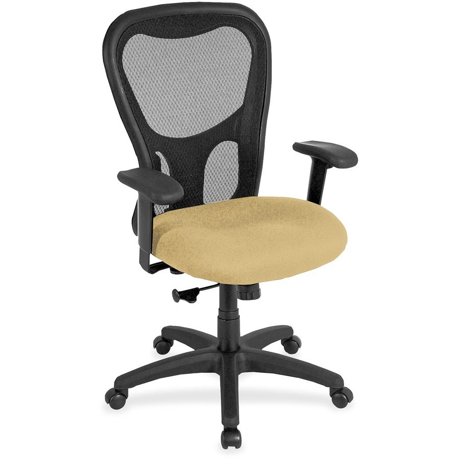 Eurotech Apollo Synchro High Back Chair - Buff Seat Color - Fabric Seat Material - Black Back Color - Black Frame Color - High Back - 5-star Base - Dillon Buff - Armrest - 1 Each