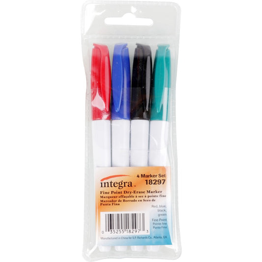 Integra Dry-Erase Markers - Assorted Ink - Alcohol Based - 4 / Set