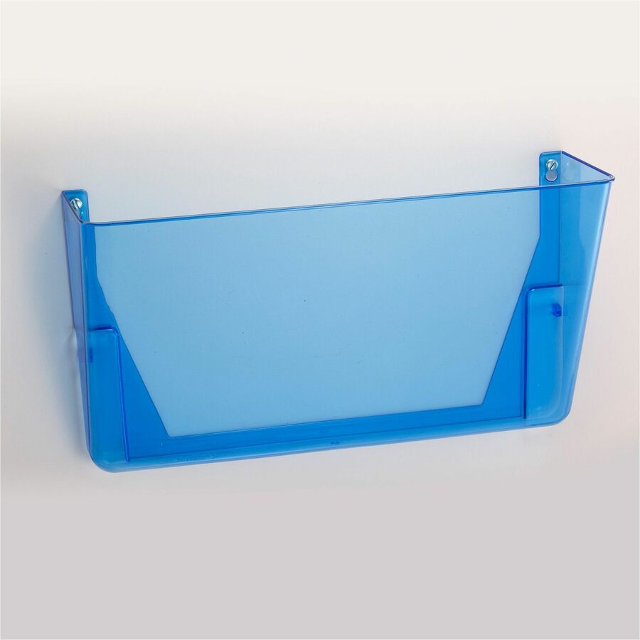Officemate Blue Glacier Wall File - 15" Height x 13" Width x 4.13" Depth - Stackable - Transparent Blue - Plastic - 3 / Pack