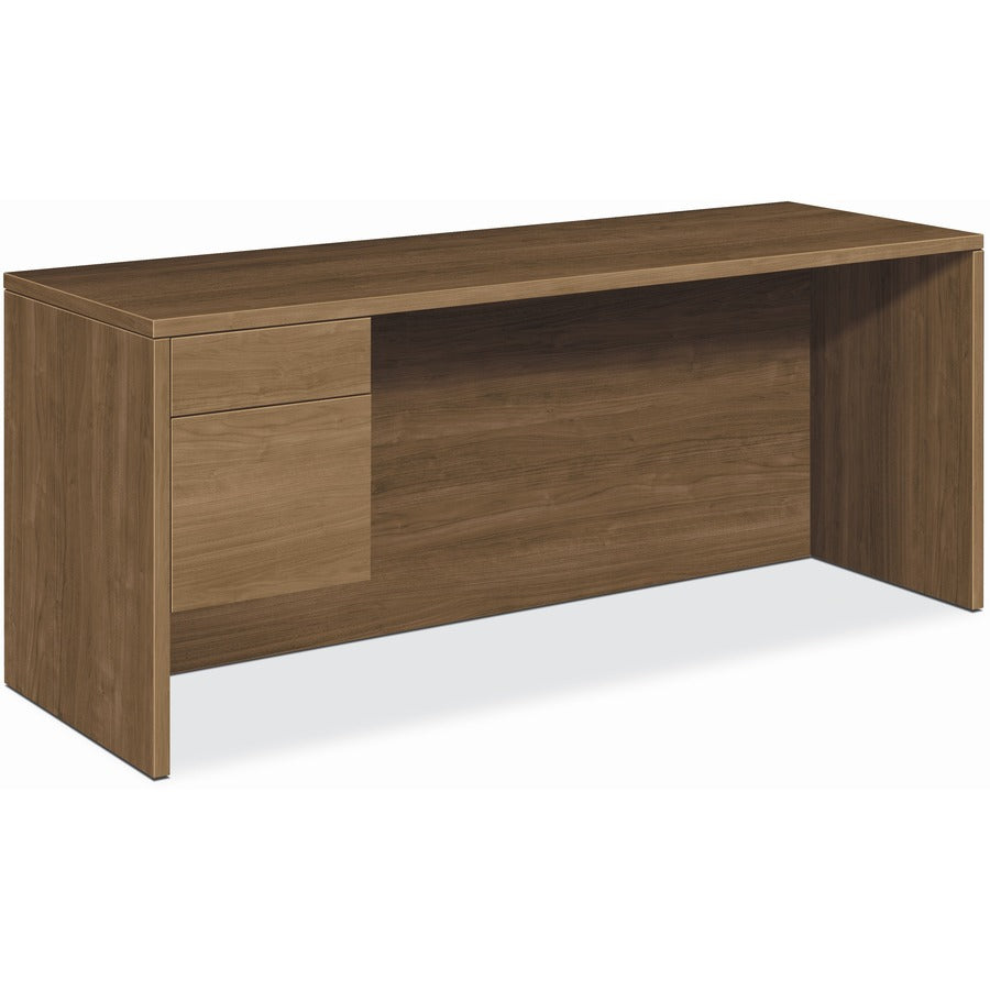 HON H10546L Pedestal Credenza - 29.5" Height x 72" Width x 24" Depth - Total Drawer(s): 2 - Single Pedestal on Left Side - Finish: Laminate, Pinnacle - Handle, Rugged, Scratch Resistant, Spill Resistant, Stain Resistant, Durable, Reinforced, Wear Resis...