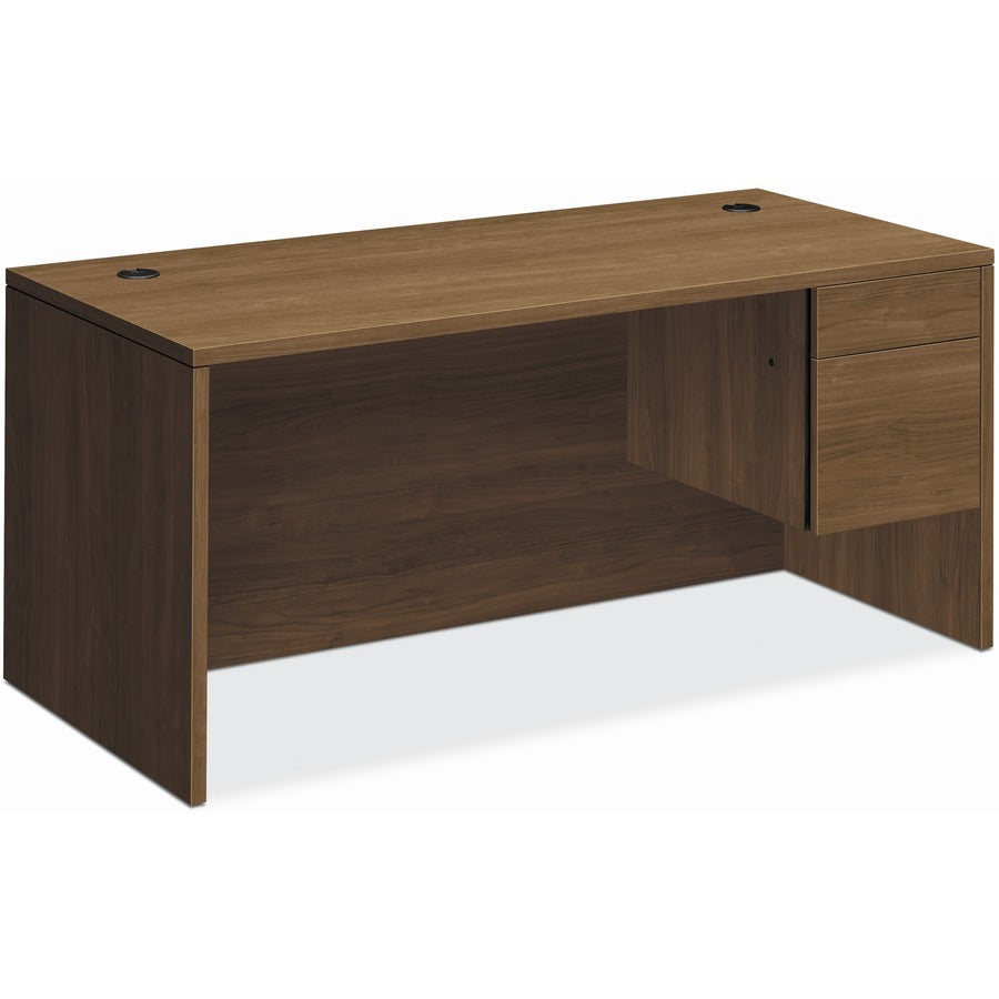 HON H10583R Pedestal Desk - 29.5" Height x 66" Width x 30" Depth - Total Drawer(s): 2Right Side - Finish: Pinnacle, Laminate - Long Lasting, Drawer Glide, Modesty Panel, Grommet, Cord Management - For Workstation, Supplies, Document - 1 Each