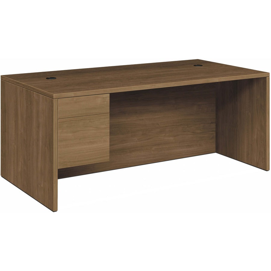 HON H10585R Pedestal Desk - 29.5" Height x 72" Width x 36" Depth - Total Drawer(s): 2Left Side - Finish: Pinnacle, Laminate - Rugged, Scratch Resistant, Spill Resistant, Stain Resistant, Durable, Handle, Modesty Panel, Long Lasting - For Workstation, O...