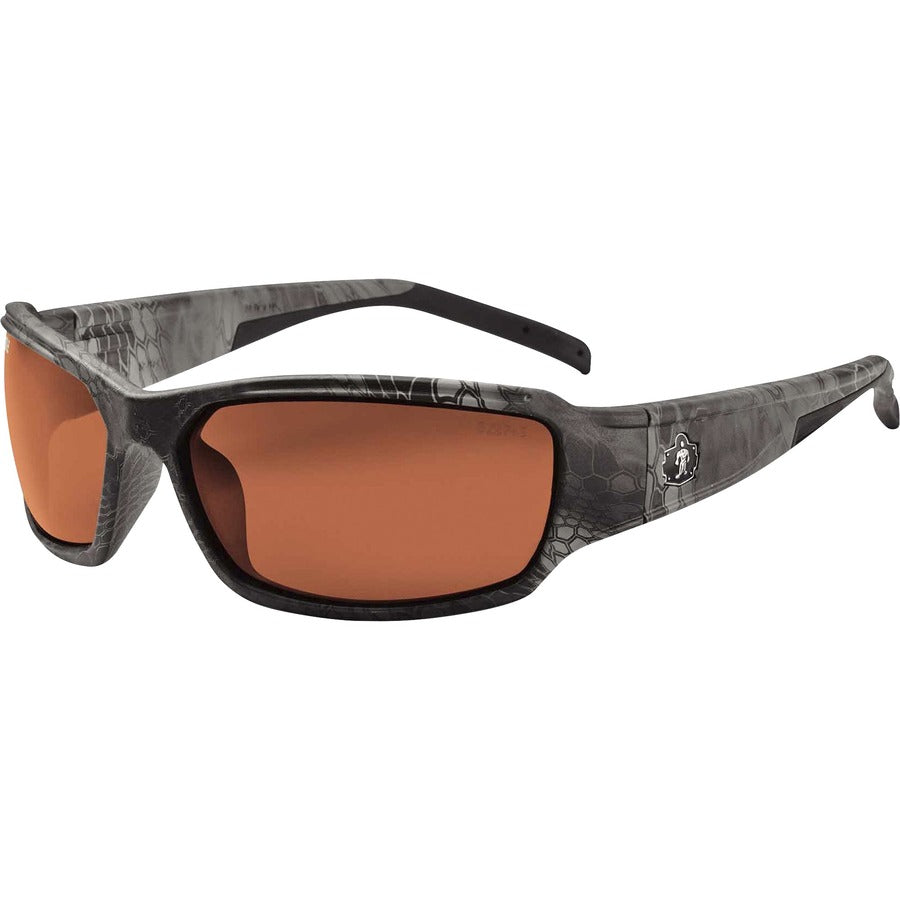 Ergodyne THOR Polarized Copper Lens Kryptek Typhon Safety Glasses - Recommended for: Construction, Carpentry, Woodworking, Landscaping, Boating, Skiing, Fishing, Hunting, Shooting, Sport - Eye Protection - Kryptek Typhon - Copper Lens - Durable, Bendab...