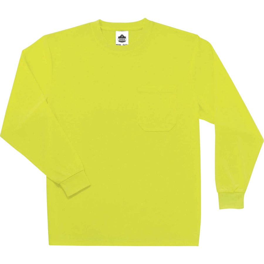 Ergodyne 8091 Non-Certified Long Sleeve T-Shirt - Medium Size - Polyester - Lime