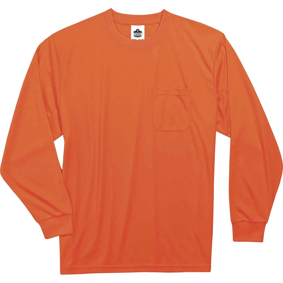Ergodyne 8091 Non-Certified Long Sleeve T-Shirt - Extra Large (XL) Size - Polyester - Orange