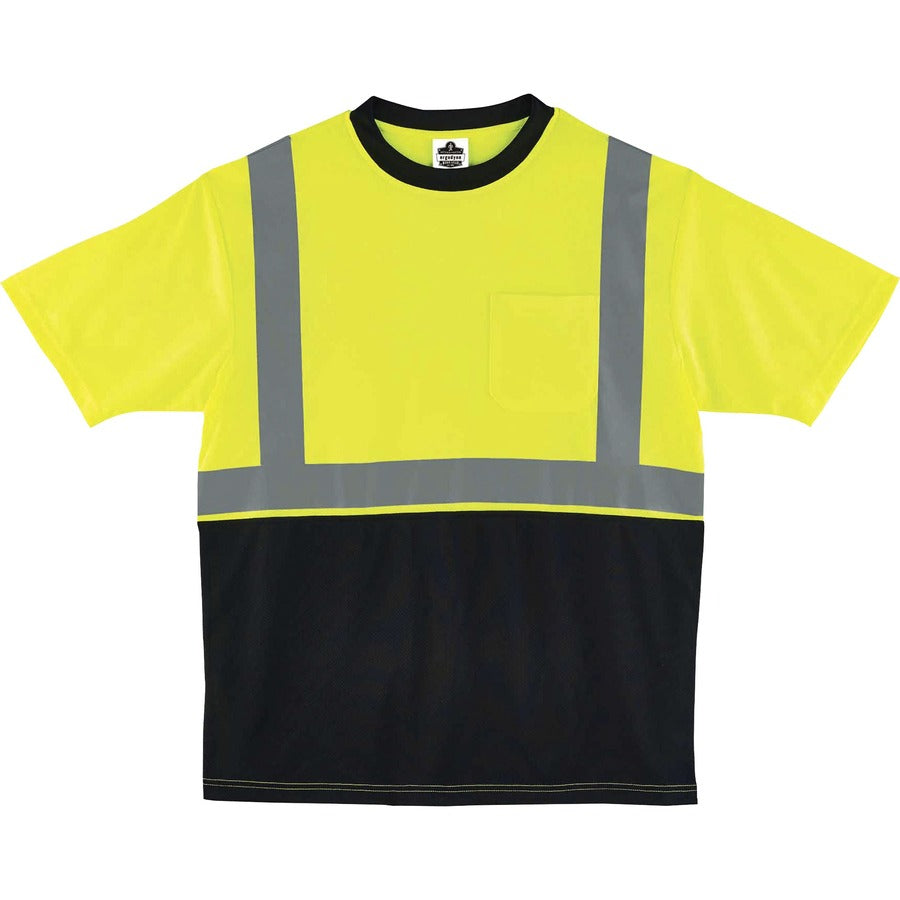 Ergodyne 8289BK Type R Class 2 Front T-Shirt - 2XL Size - Polyester - Lime, Black