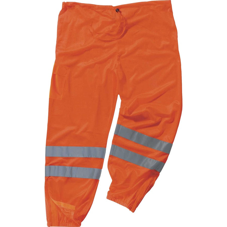 Ergodyne 8910 Class E Hi-Vis Pants - Large/Extra Large Size - Orange - Polyester Mesh