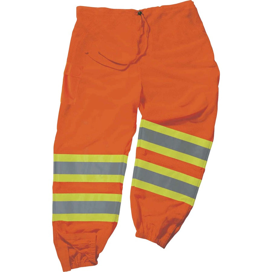 Ergodyne 8911 Class E Two-Tone Pants - 4-Xtra Large/5-Xtra Large Size - Orange - Polyester Mesh