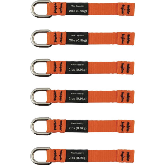 Ergodyne 3700 Web Tool Tether Attachment - D-Ring Tool Tails - 2lbs (6-Pack) - 9.5" Height x 0.3" Width - Orange - 6 / Pack