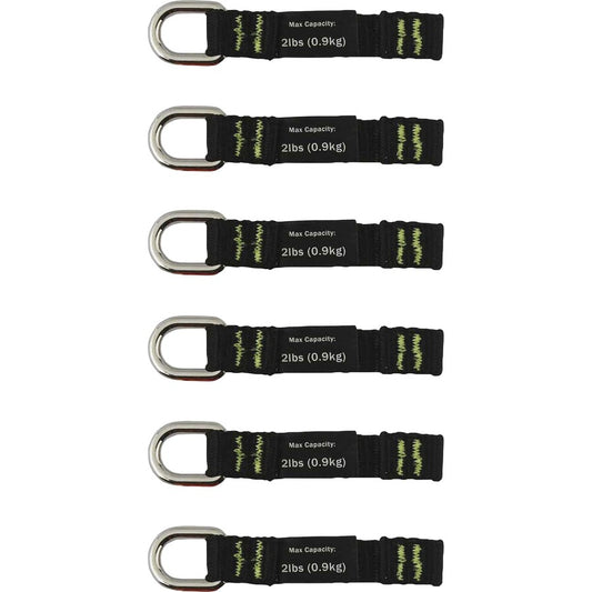 Ergodyne 3700 Web Tool Tether Attachment - D-Ring Tool Tails - 2lbs (6-Pack) - 9.5" Height x 0.3" Width - Black - Nylon Webbing - 6 / Pack