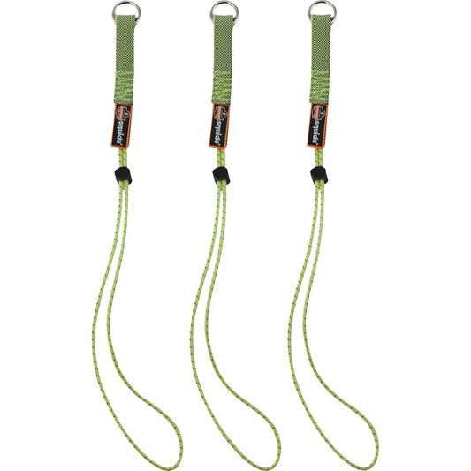 Ergodyne 3703 Elastic Tool Tether Attachment - Loop Tool Tails - 15lbs (3-Pack) - 0.3" Width x 9.5" Height x 18" Length - Lime - Elastic, Nylon - 3/Each - 18 / Carton
