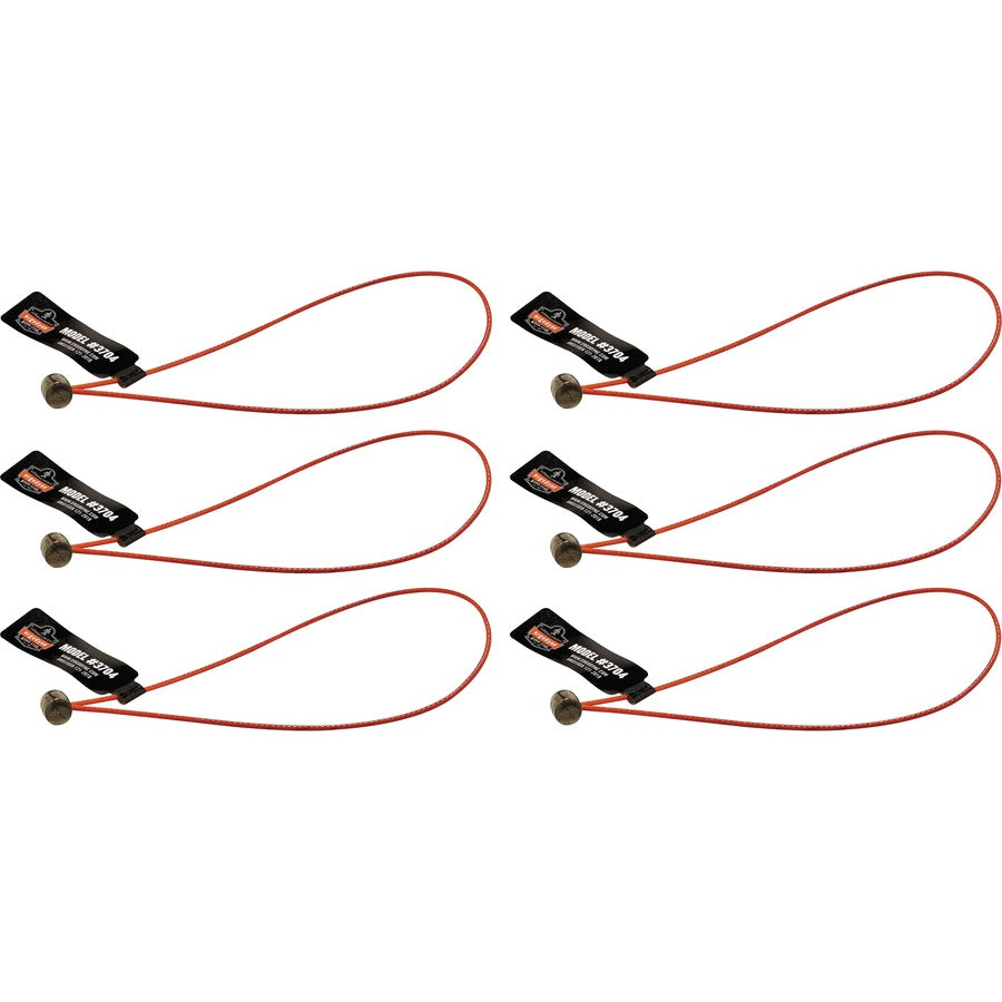 Ergodyne 3704 Wire Tool Attachment - Loop Tool Tail� - 2lbs (6-Pack) - 0.1" Height x 4.8" Width - Orange - Stainless Steel, Polyurethane - 6 / Pack