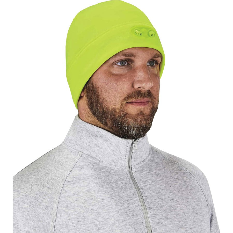 Ergodyne 6804 Skull Cap Beanie Hat with LED Lights - Fleece - Lime