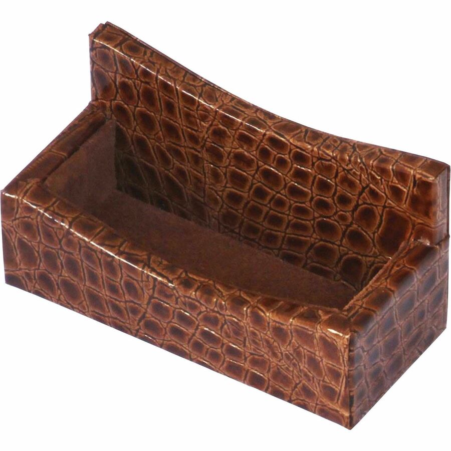 Protacini Cognac Brown Italian Patent Leather Business Card Holder - Italian Leather, Suede - Cognac Brown - 1 Each