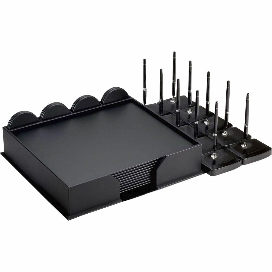 Dacasso Leatherette Deluxe Conference Room Set - Rectangular - 17" Width - Leatherette, Velveteen - Black