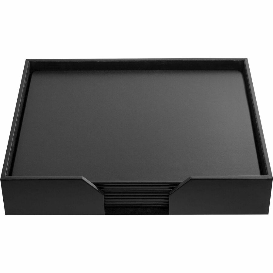 Dacasso Leather Conference Room Set - Rectangular - 20" Width - Top Grain Leather, Velveteen - Black