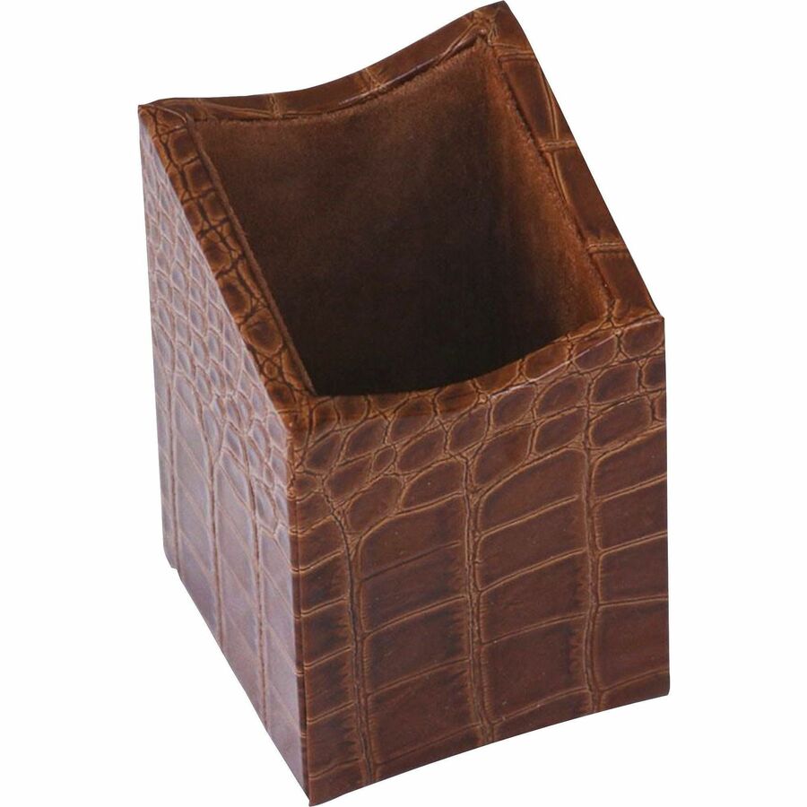 Protacini Cognac Brown Italian Patent Leather Pencil Cup - Italian Leather, Suede - Cognac Brown - 1 Each