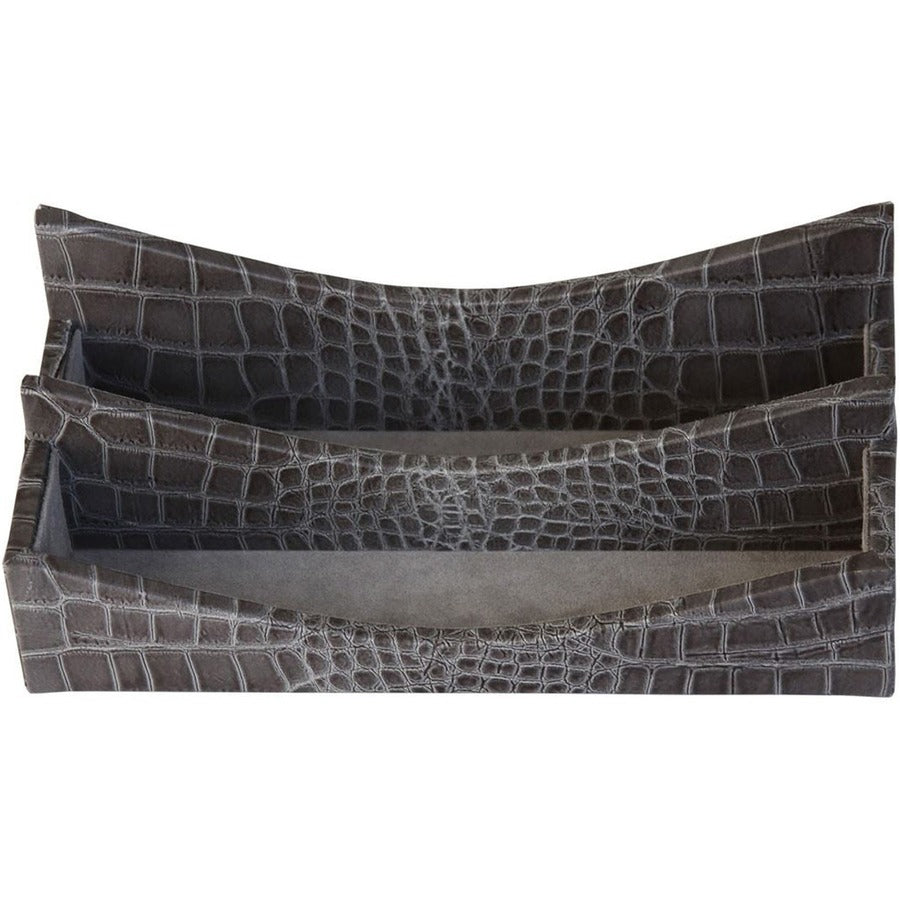 Protacini Castlerock Gray Italian Patent Leather Letter Holder - Italian Leather, Velveteen, Suede - Castlerock Gray - 1 Each