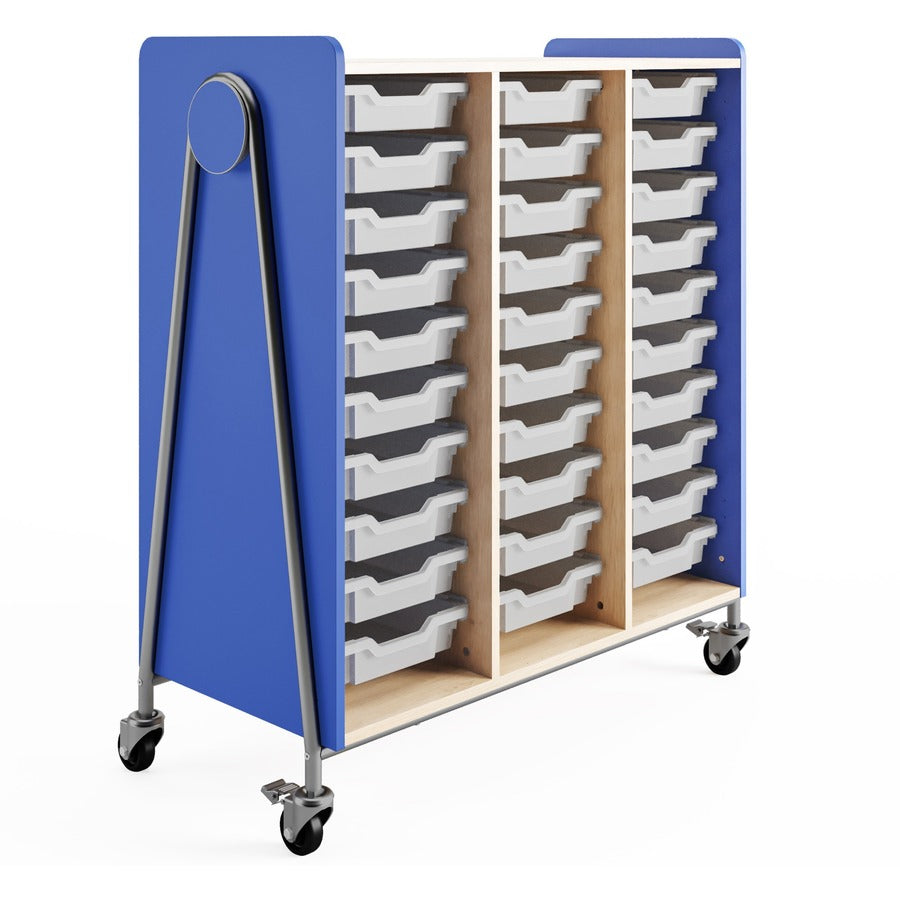 Safco Whiffle Typical Triple Rolling Storage Cart - 330 lb Load Capacity - 4 Casters - 3" Caster Size - Laminate, Particleboard, Polyvinyl Chloride (PVC), Metal, Thermofused Laminate (TFL) - 43.25" Width x 19.75" Depth x 48" Height - Steel Frame - Spec...