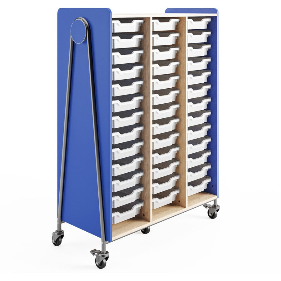 Safco Whiffle Typical Triple Rolling Storage Cart - 396 lb Load Capacity - 5 Casters - 3" Caster Size - Laminate, Particleboard, Polyvinyl Chloride (PVC), Metal, Thermofused Laminate (TFL) - 43.25" Width x 19.75" Depth x 60" Height - Steel Frame - Spec...