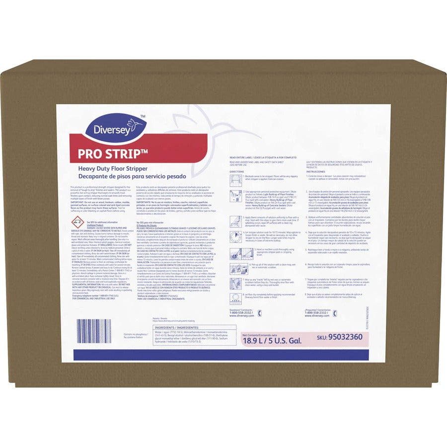 Diversey Pro Strip Heavy Duty Floor Stripper - 640 fl oz (20 quart) - Cherry Almond Scent - Heavy Duty - Straw - 1 Carton