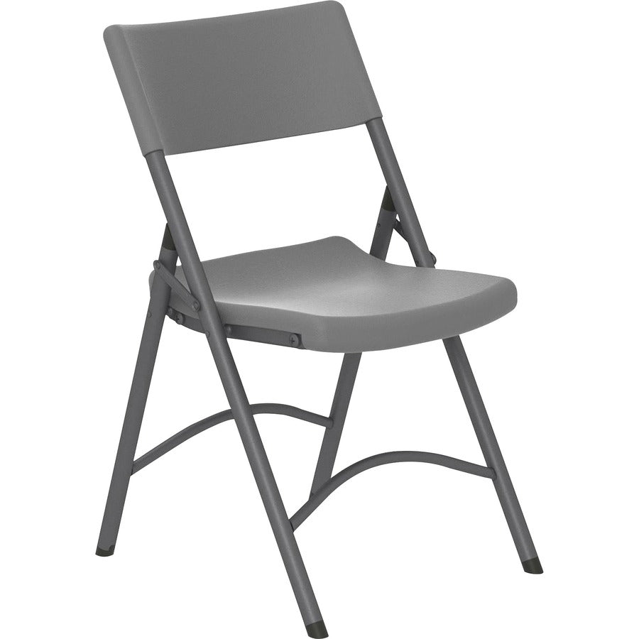Cosco Zown Classic Commercial Resin Folding Chair - Gray Seat Color - Gray Back Color - Gray Frame Color - Steel, High Density Resin, High-density Polyethylene (HDPE) Frame Material - Four-legged Base - 4 / Carton