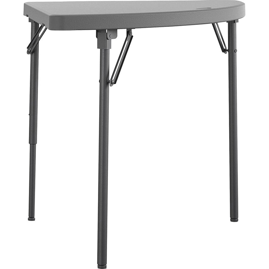 Dorel Zown Classic 24" Corner Blow Mold Fold Table - Half Moon Top - 3 Legs - 200 lb Capacity - 29.50" Table Top Width x 29.20" Table Top Depth - 29.50" Height - Indoor, Outdoor, Conferencing, Commercial, Office, Wedding - Gray - High-density Polyethyl...