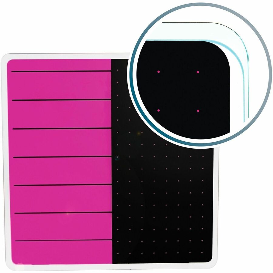 Floortex Viztex&reg, Glacier Violet & Black Plan & Grid Glass Dry-Erase Board - 14" x 14" - 14" (1.2 ft) Width x 14" (1.2 ft) Height - Violet Tempered Glass Surface - Square - Magnetic - Magnetic, Smooth Writing, Ghost Resistant, Stain Resistant, Easy...