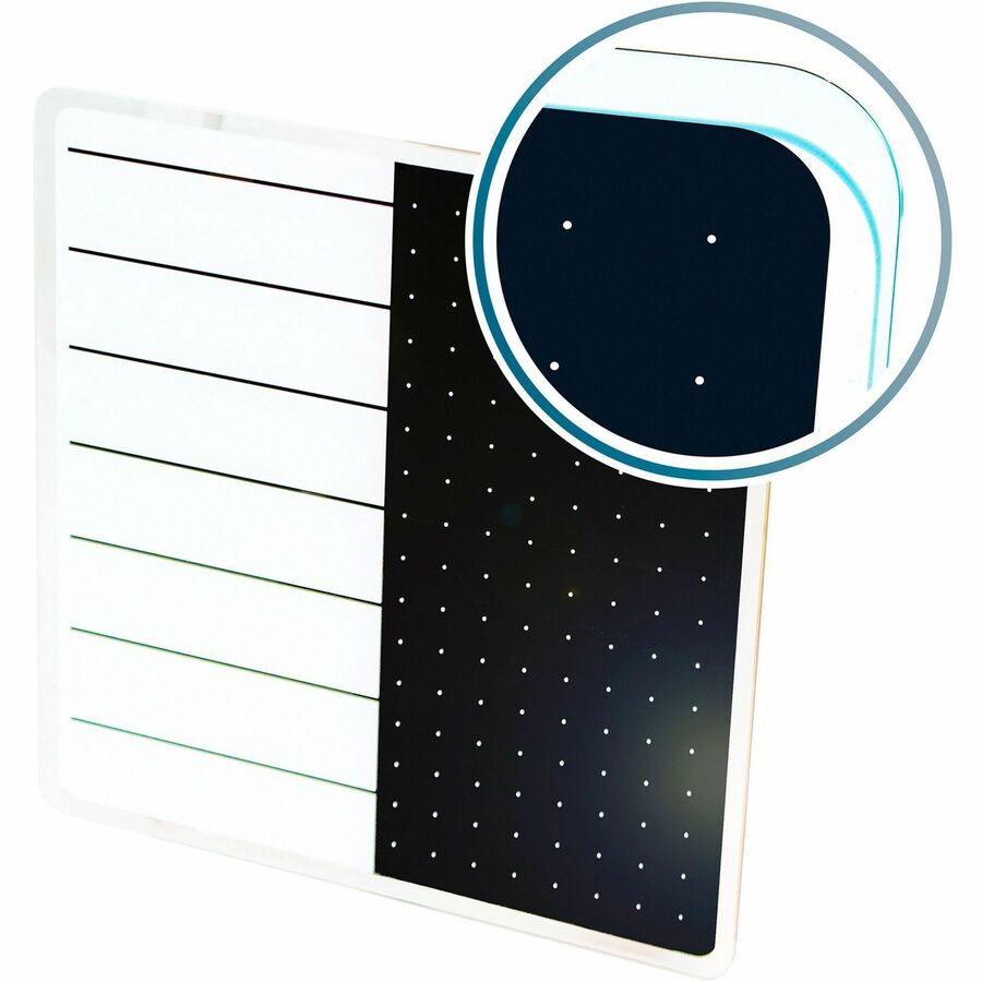 Floortex Viztex&reg, Glacier White & Black Plan & Grid Glass Dry-Erase Board - 14" x 14" - 14" (1.2 ft) Width x 14" (1.2 ft) Height - White Tempered Glass Surface - Square - Magnetic - Magnetic, Smooth Writing, Ghost Resistant, Stain Resistant, Easy to...