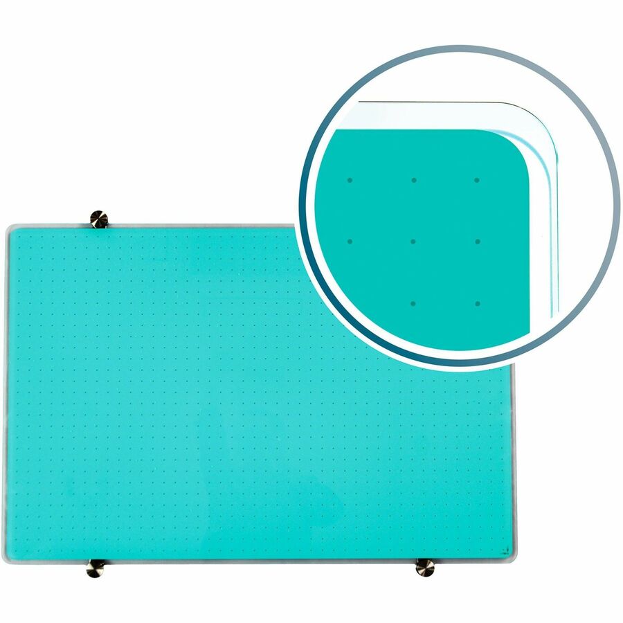 Floortex Viztex&reg, Glacier Teal Multi-Purpose Grid Glass Dry-Erase Board 24" x 36" - 24" (2 ft) Width x 36" (3 ft) Height - Teal Tempered Glass Surface - Rectangle - Magnetic - Magnetic, Smooth Writing, Ghost Resistant, Stain Resistant, Easy to Clean...