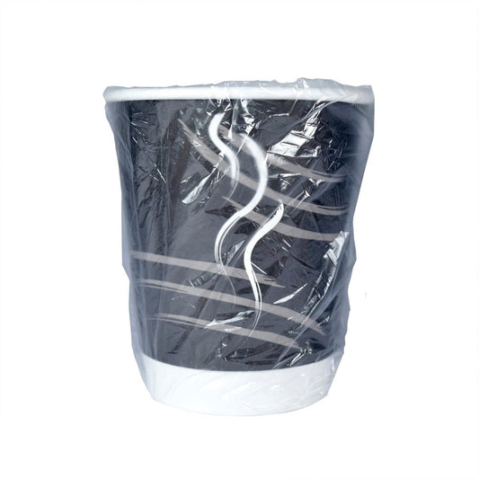RDI 9 oz Double Wall Wrapped Hot Paper Cups - 9 fl oz - Black - Paper - Hot Drink, Beverage, Coffee, Hot Chocolate, Tea - 900 / Carton