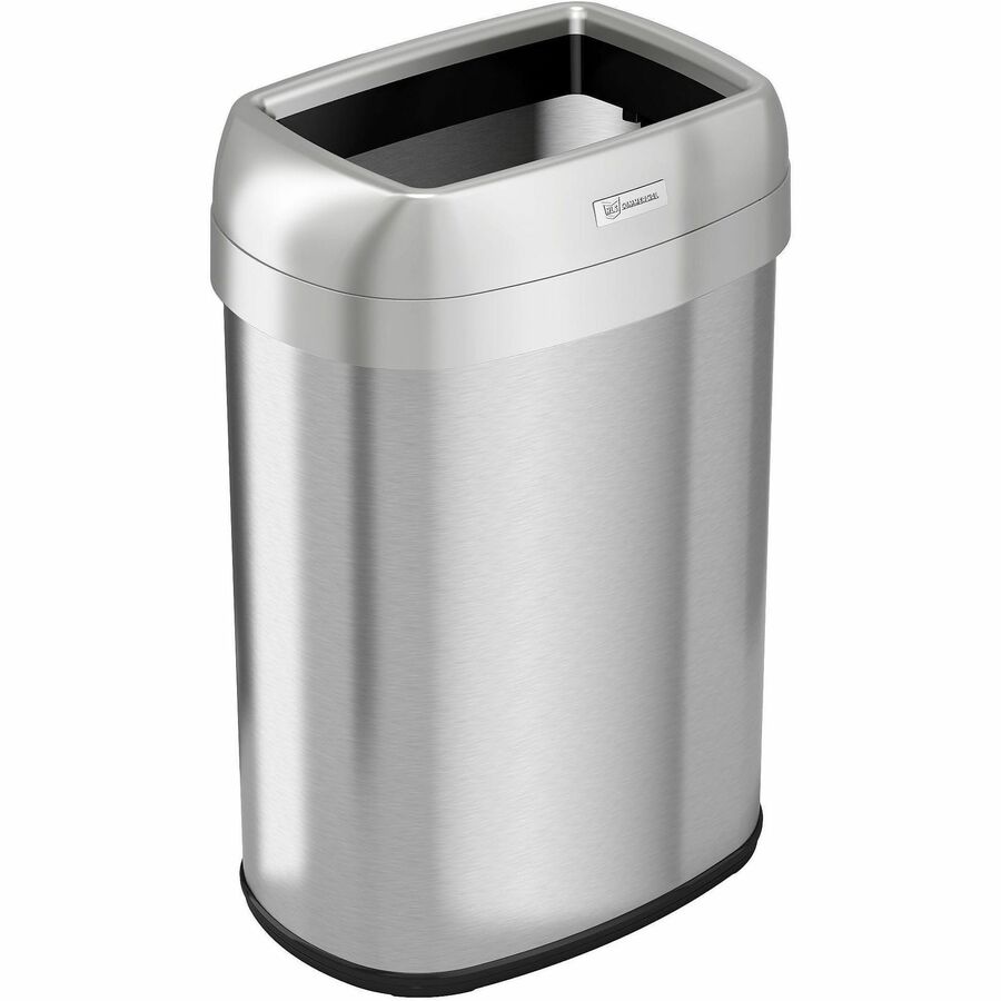 HLS Commercial Stainless Steel Open Top Trash Can - 13 gal Capacity - Elliptical - Manual - Heavy Duty, Fingerprint Resistant, Bacteria Resistant, Vented, Handle, Easy to Clean - 24.3" Height x 11.5" Width - Stainless Steel, ABS Plastic - Gray - 1 Each