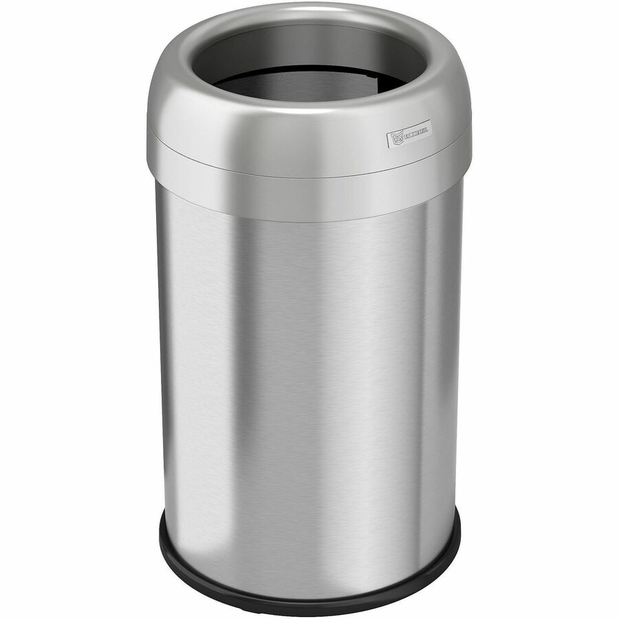 HLS Commercial Stainless Steel Open Top Trash Can - 13 gal Capacity - Round - Manual - Heavy Duty, Fingerprint Resistant, Bacteria Resistant, Vented, Handle, Easy to Clean - 24.5" Height x 14.3" Width - Stainless Steel, ABS Plastic - Gray - 1 Each