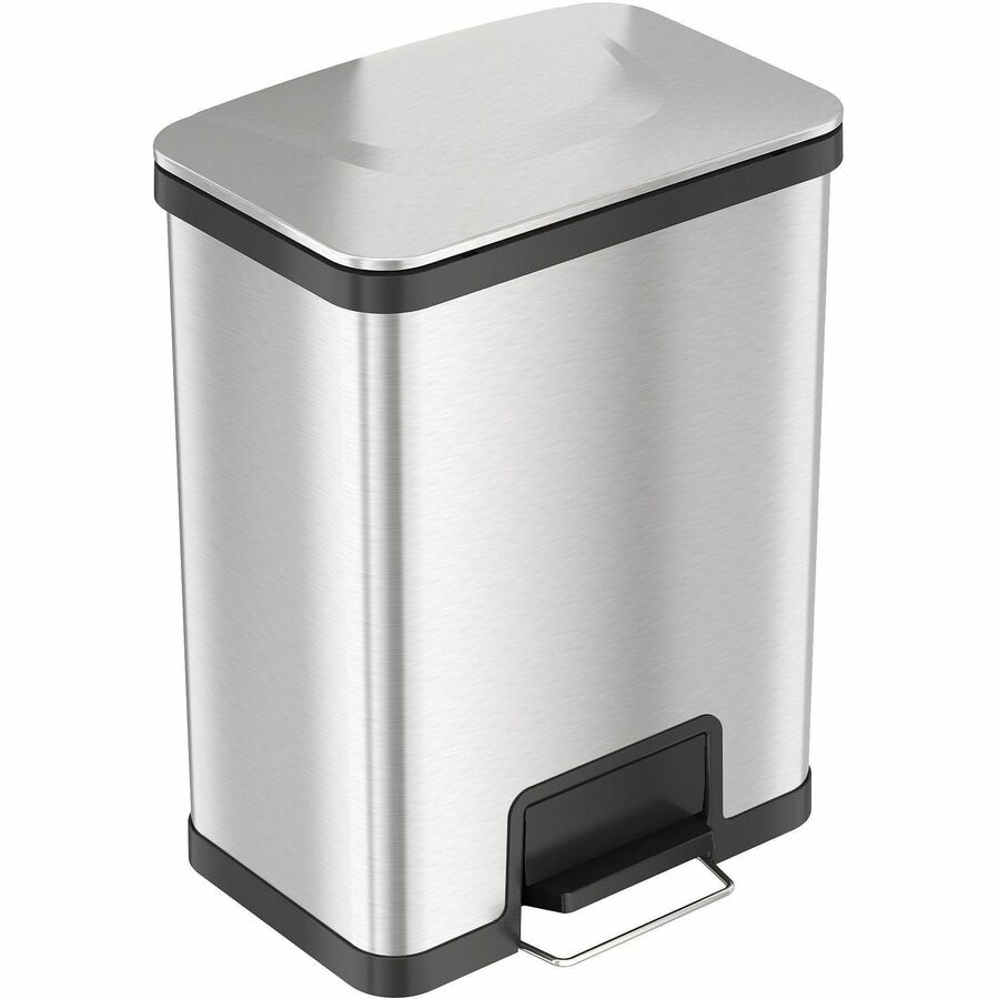 HLS Commercial AirStep Stainless Steel Step Trash Can - Deodorizer - 13 gal Capacity - Rectangular - Manual - Sensor, Smudge Resistant, Foot Pedal, Handle, Easy to Clean, Fingerprint Resistant, Vented - 21.5" Height x 16.5" Width - Stainless Steel - Gr...