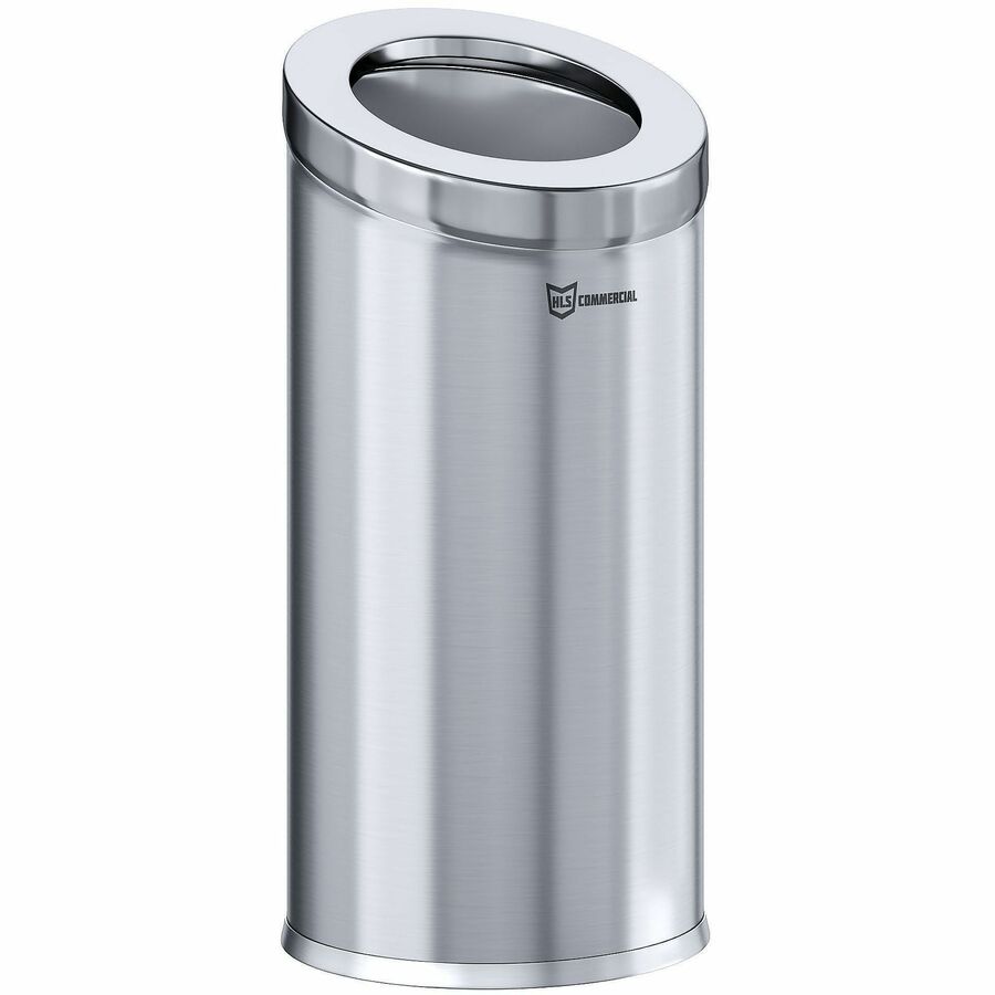 HLS Commercial 15-Gallon Round Open Top Trash Can - 15 gal Capacity - Round - Removable Lid, Handle, Smudge Resistant, Easy to Clean, Durable - 31.5" Height x 14.9" Width - Stainless Steel, Galvanized Steel - Gray - 1 Each