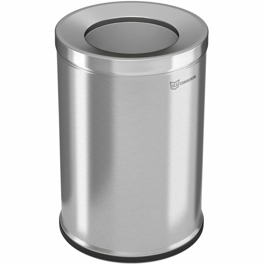 HLS Commercial 26-Gallon Round Open Top Trash Can - 26 gal Capacity - Round - Handle, Smudge Resistant, Easy to Clean, Fingerprint Resistant - 28.7" Height x 18.9" Width x 12" Diameter - Brushed Stainless Steel, Galvanized Steel - Gray - 1 Each