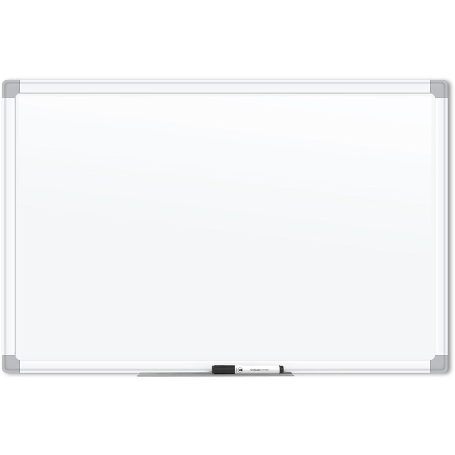 U Brands Magnetic Porcelain Steel Board - 48" (4 ft) Width x 36" (3 ft) Height - White Porcelain Steel Surface - White Aluminum Frame - Rectangle - Horizontal/Vertical - 1 Each