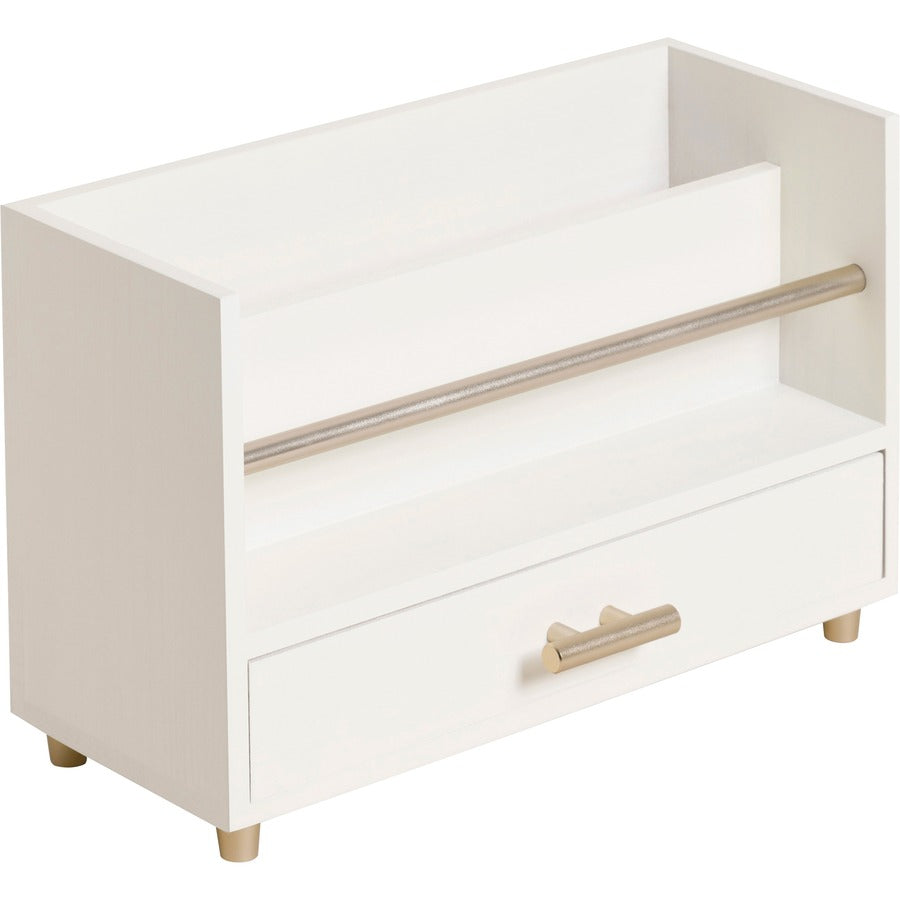 U Brands Juliet Letter Sorter - 6" Height x 3.80" Width x 9.50" Depth - Desktop - Sturdy, Durable, Pull-out Drawer - White - Pine Wood, Metal - 1 Each