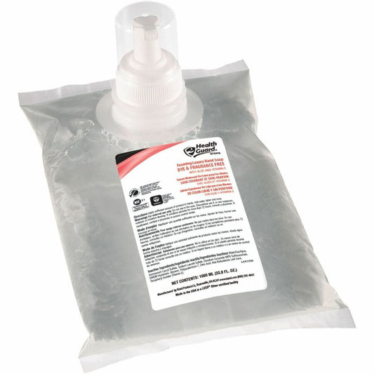 Health Guard Foaming Luxury Dye&Fragrance-Free Soap - 1.06 quart - Soil Remover - Multipurpose - Moisturizing - Clear - Dye-free, Fragrance-free - 6 / Carton