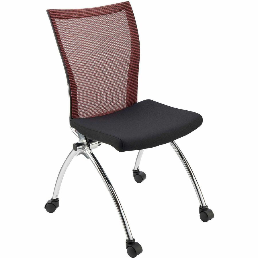 Safco Valore High Back Training Chair - Black Seat Color - Foam Seat Material - Red Back Color - Steel, Chrome Frame Material - High Back - Four-legged Base - 2 / Carton