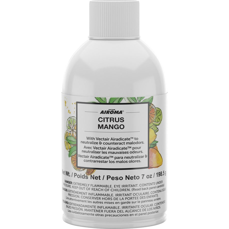 Vectair Systems Airoma Dispenser Fragrance Refill - Aerosol - 6000 ft� - Citrus Mango - 60 Day - Odor Neutralizer - 12 / Carton