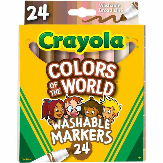 Crayola Colors Of The World Marker - Washable - Deepest Almond, Medium Golden, Light Rose Ink - 24 / Pack