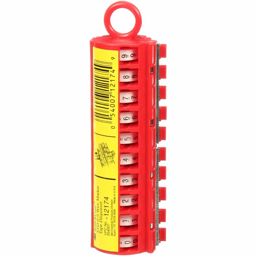 3M ScotchCode Wire Marker Tape Dispenser STD - 0.2" Width - White, Red, Transparent - Polyester, Acrylic, Plastic - 1 Each