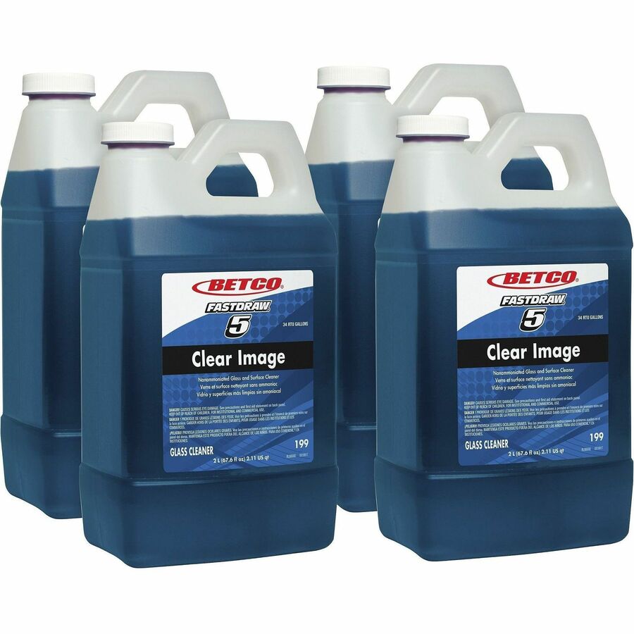 Betco Clear Image FastDraw 5 Glass Cleaner - Concentrate - Liquid - 67.6 fl oz (2.1 quart) - 7 to 10.5 pH - Rain Fresh Scent - Recommended For: Smudge Remover, Fingerprint Remover, Residue Remover, Soil Remover, Grease Remover - Non-streaking, Fog-free...