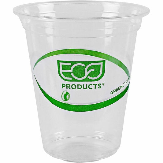 Eco-Products 16 oz GreenStripe Cold Cups - 16 fl oz - Clear, Green - Polylactic Acid (PLA) - Cold Drink - 1 Pack