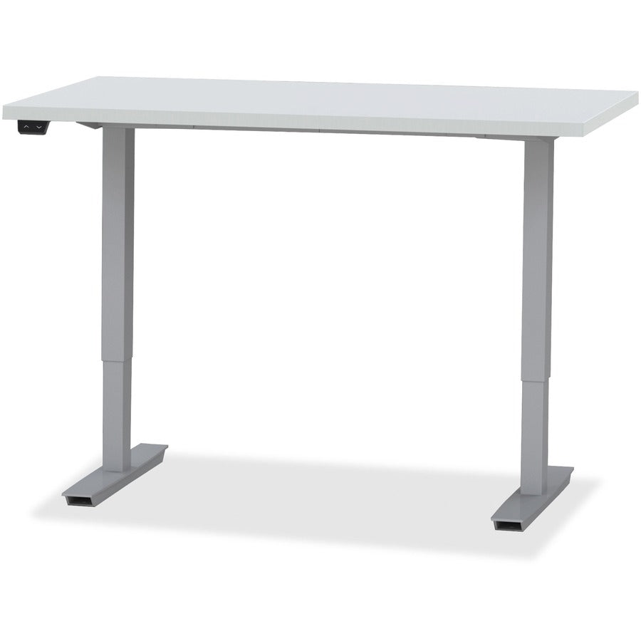 Safco ML-Series Height-Adjustable Table - Rectangle Top - Silver Metallic T-shaped, Powder Coated Base - 2 Legs - 220 lb Capacity - Adjustable Height - 28" to 47.60" Adjustment - 48" Table Top Length x 30" Table Top Width x 1.13" Table Top Thickness...
