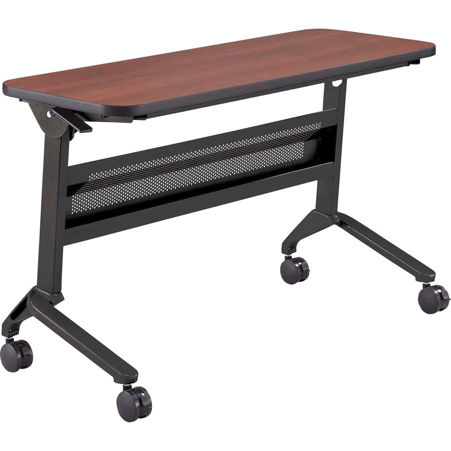 Safco Flip-N-Go Rectangular Training Table - Biltmore Cherry Rectangle Top - Black Base - 150 lb Capacity - 48" Table Top Width x 18" Table Top Depth x 1.20" Table Top Thickness - 29" Height - Training Room - Assembly Required - Low Pressure Laminate (...