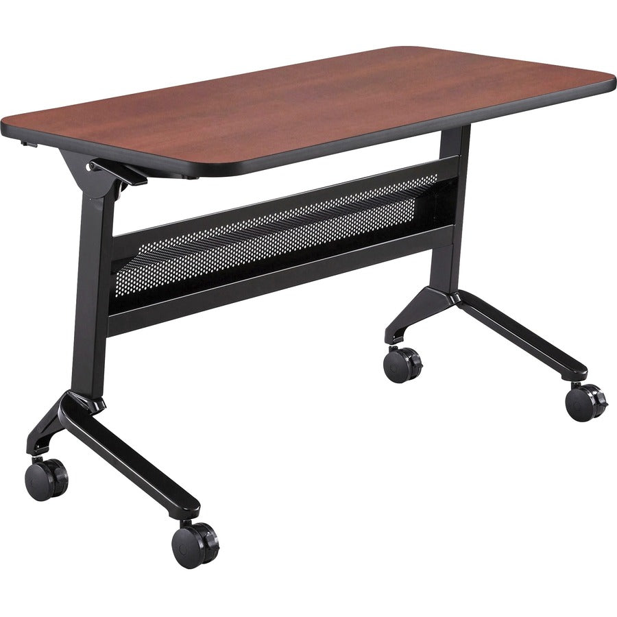 Safco Flip-N-Go Rectangular Training Table - Biltmore Cherry Rectangle Top - Black Base - 150 lb Capacity - 48" Table Top Width x 24" Table Top Depth x 1.20" Table Top Thickness - 29" Height - Training Room - Assembly Required - Low Pressure Laminate (...