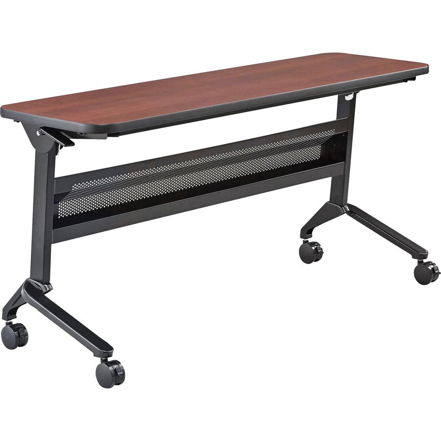 Safco Flip-N-Go Rectangular Training Table - Biltmore Cherry Rectangle Top - Black Base - 150 lb Capacity - 60" Table Top Width x 18" Table Top Depth x 1.20" Table Top Thickness - 29" Height - Training Room - Assembly Required - Low Pressure Laminate (...