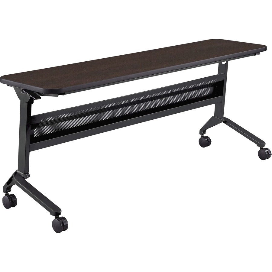 Safco Flip-N-Go Rectangular Training Table - Mocha Rectangle Top - Black Base - 150 lb Capacity - 72" Table Top Width x 18" Table Top Depth x 1.20" Table Top Thickness - 29" Height - Training Room - Assembly Required - Low Pressure Laminate (LPL) Top M...